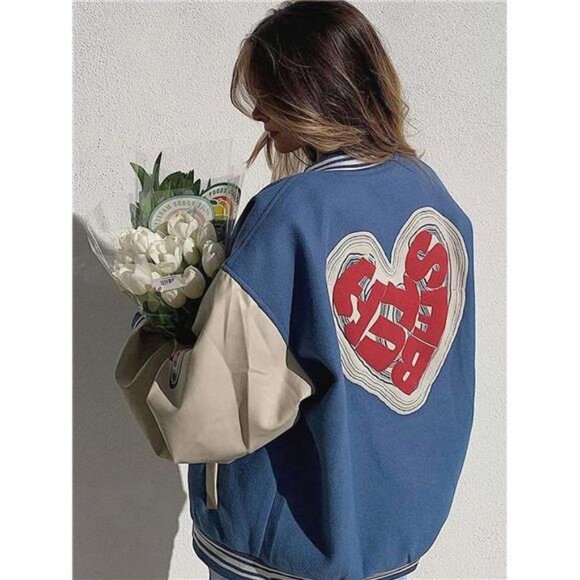 Mens Varsity Jacket Vintage Streetwear Letterman Jackets Graphic Bomber Unisex - Picture 2 of 7